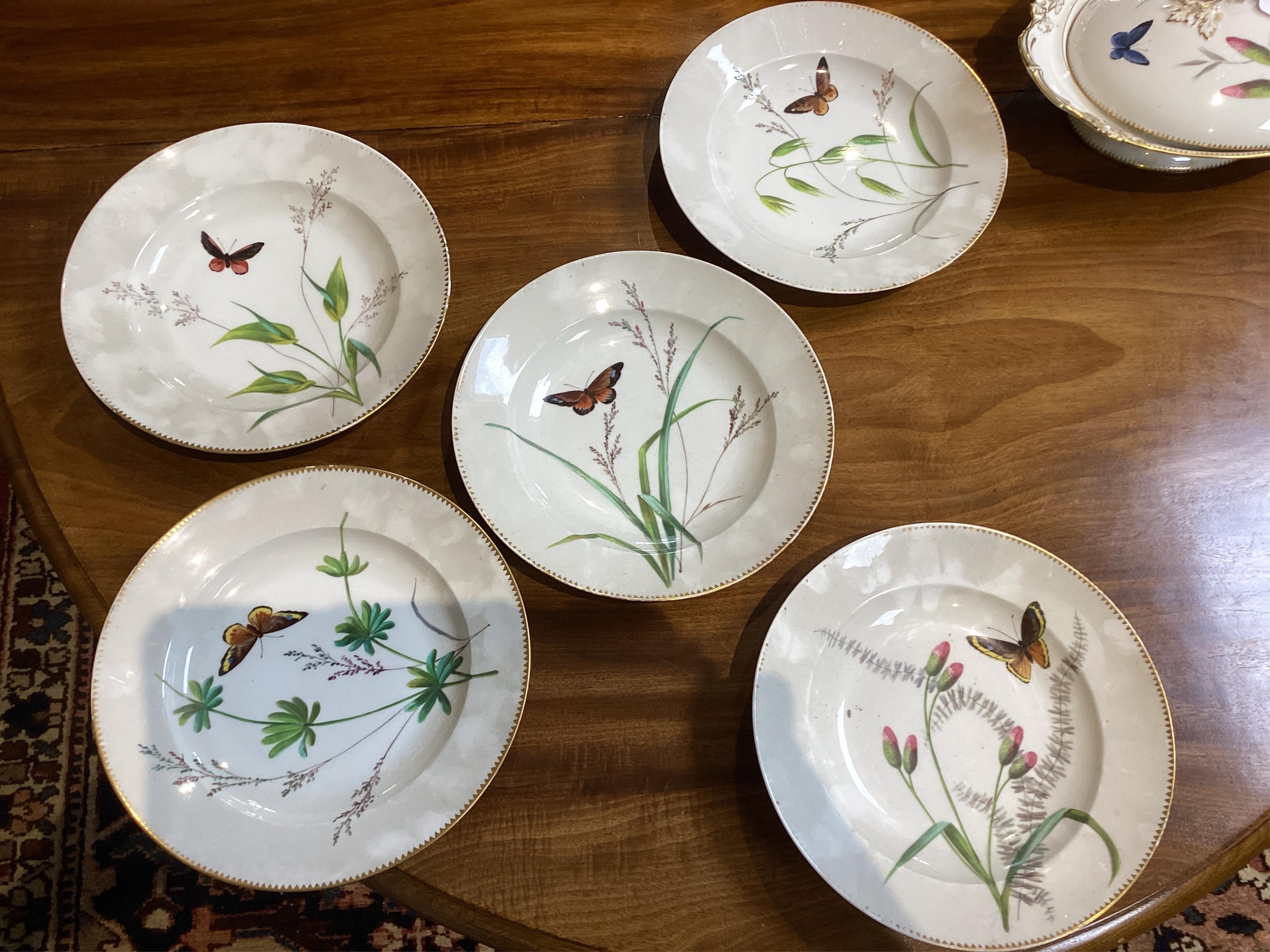 A Paris porcelain part dinner service, late 19th century